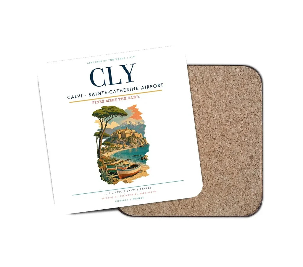 Calvi (CLY) design on white 1 piece coaster