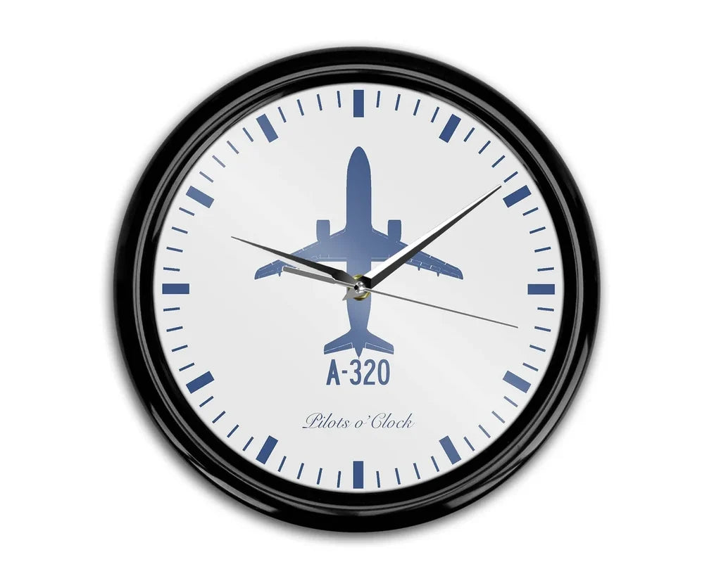 Airbus A320 aviation themed wall clock, premium wood and metal.