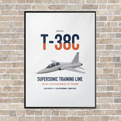 T-38C Talon vertical canvas print - framed - white background