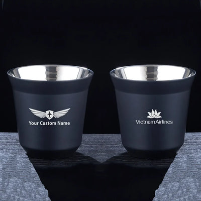 Vietnam Airlines aviation design on double-wall coffee mug, vacuum-insulated double-wall.