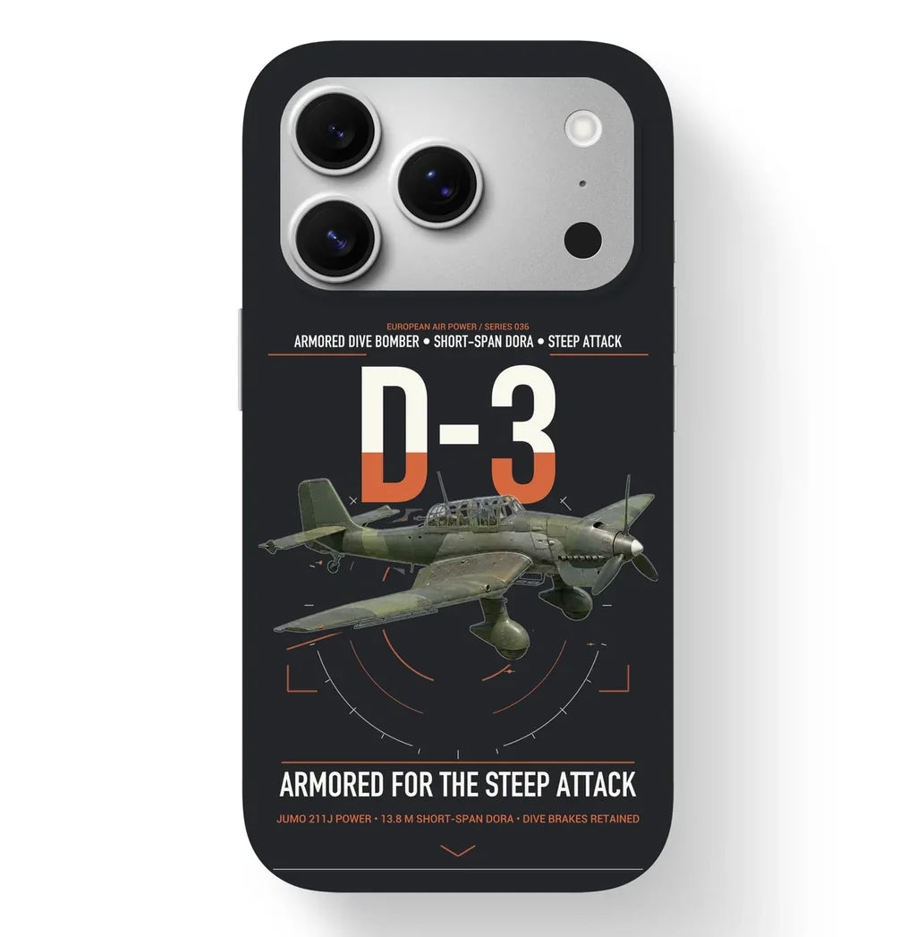 Junkers Ju 87D-3 design on black magsafe iphone case, for iPhone 17 Pro