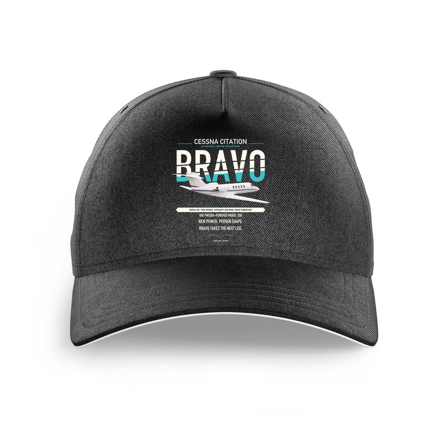 Cessna Citation Bravo design on black printed hat