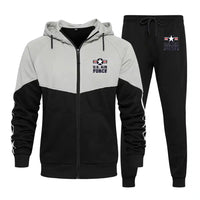 Thumbnail for US Air Force Zipped Hoodie - Colourful - Black