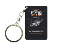 Thumbnail for Sikorsky S-61N design on black designed key chain, double-side print