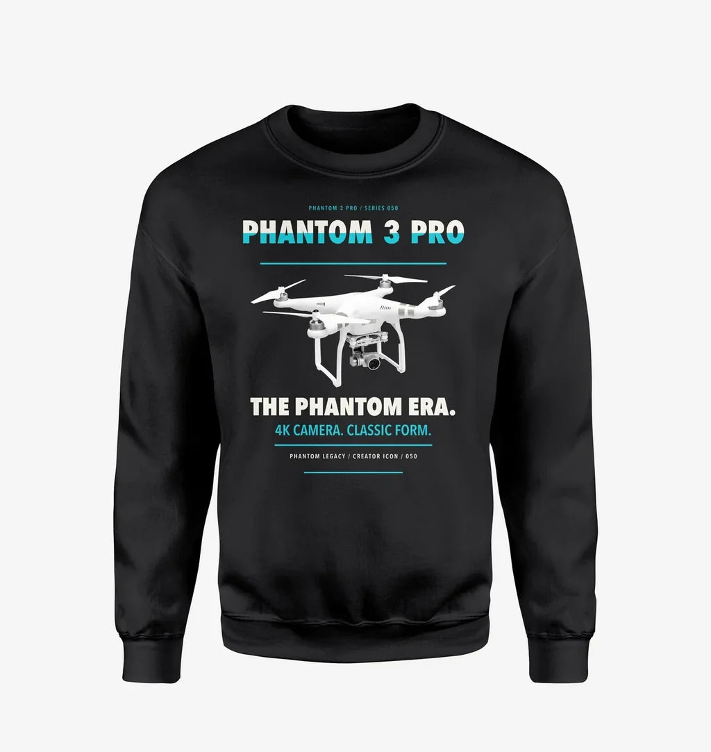 DJI Phantom 3 Professional design on black sweatshirt