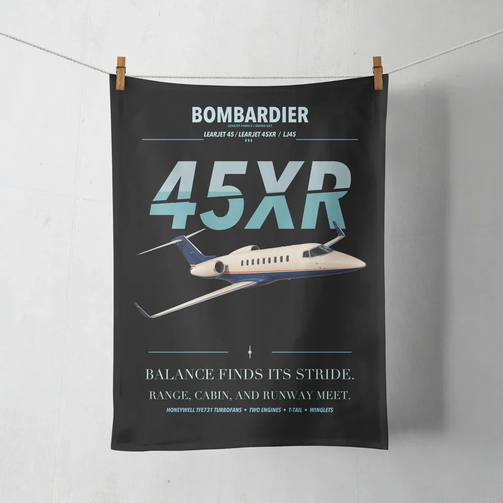 Bombardier Learjet 45XR design on black towel