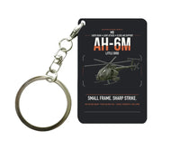 Thumbnail for MD AH-6M Little Bird design on black designed key chain, double-side print