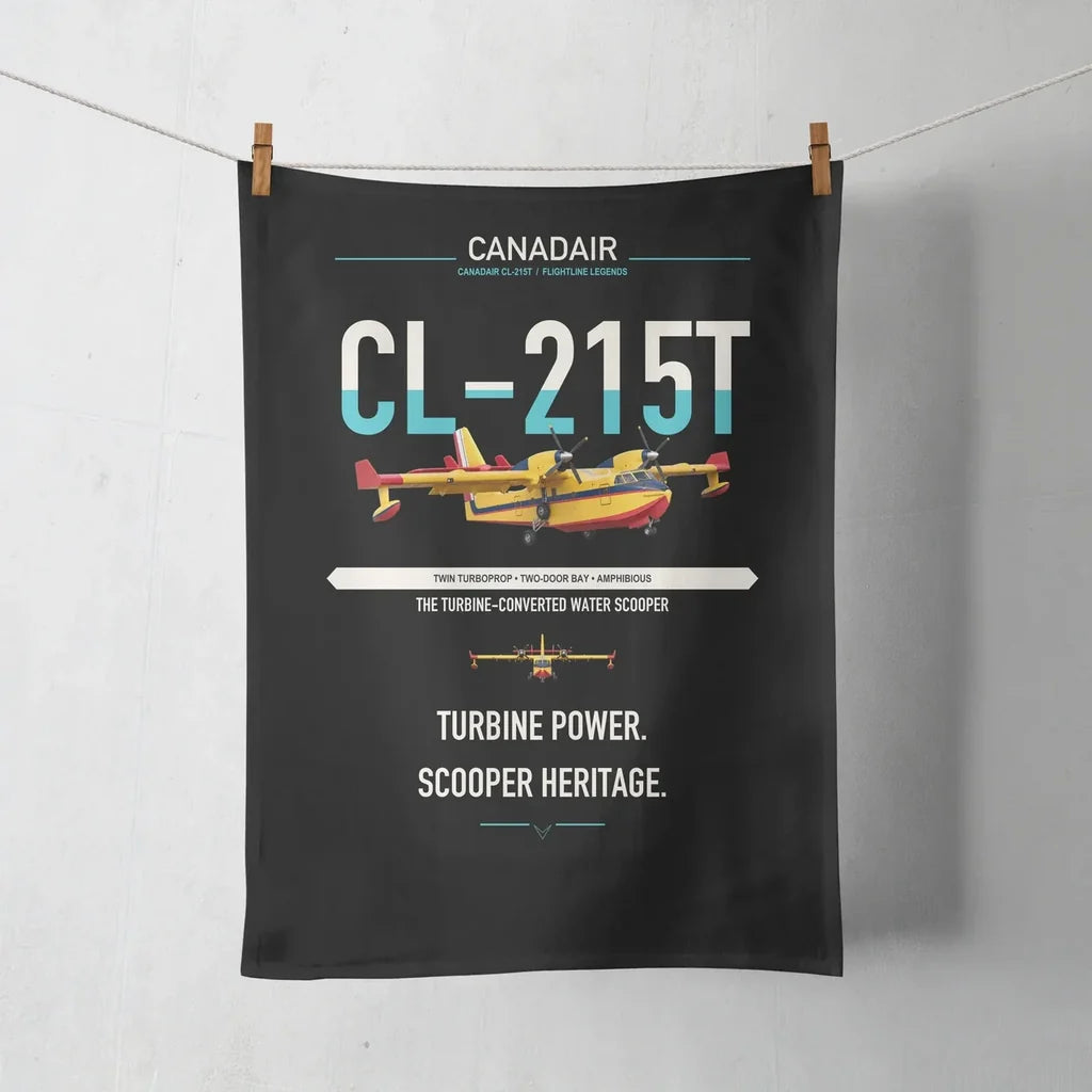 Canadair CL-215T design on black towel