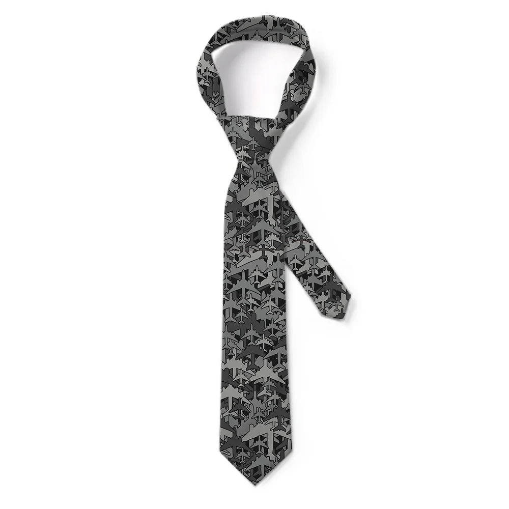 Dark Coloured Airplanes aviation design on premium silk blend tie.