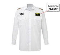 Thumbnail for Born To Fly & Badge aviation design printed on crisp poplin cotton long-sleeve pilot shirt.