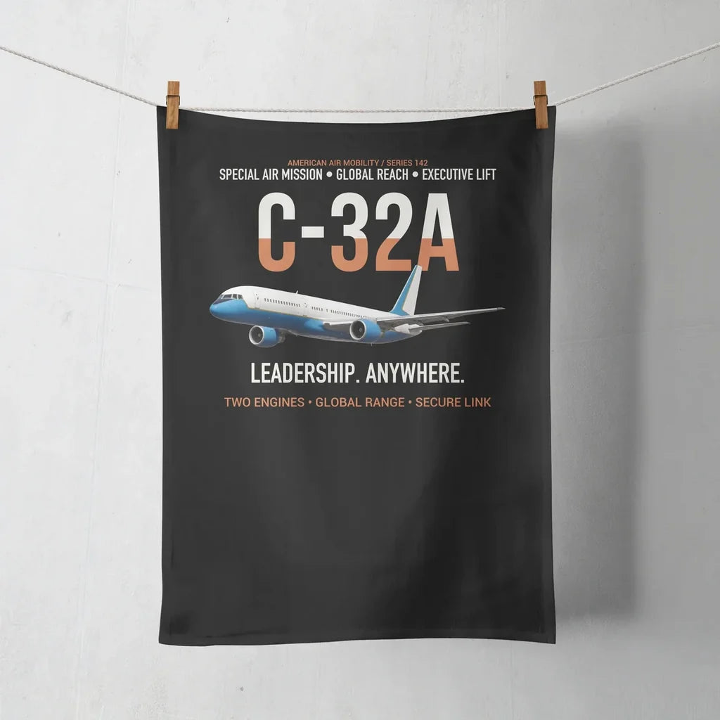 C-32A Air Force Two Global Reach design on black towel