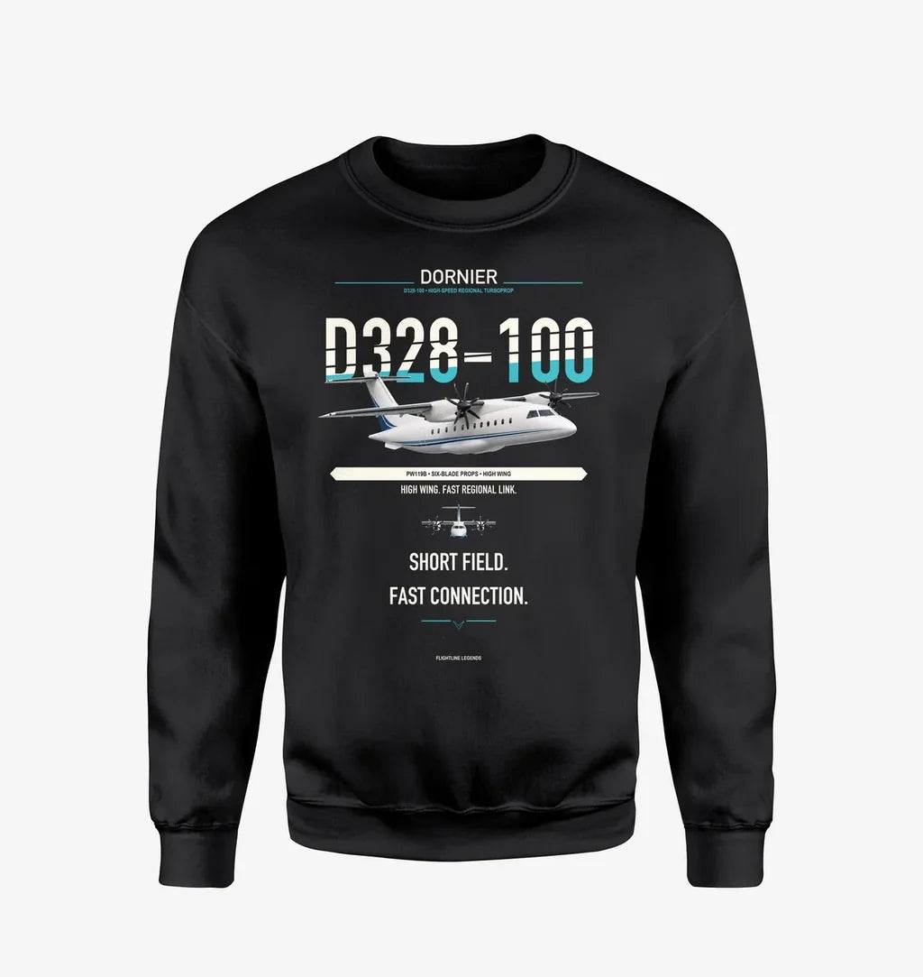Dornier D328-100 design on black sweatshirt