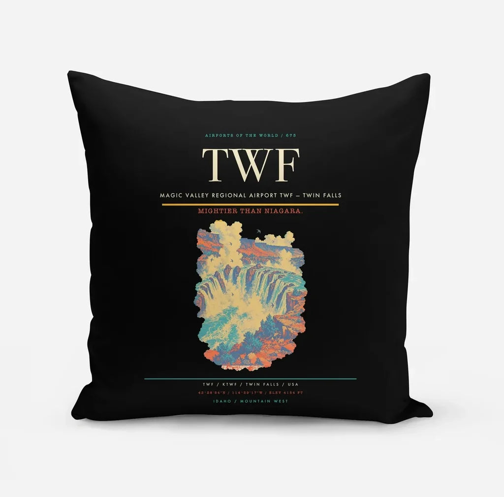 Magic Valley Regional Airport (TWF) design on black pillow