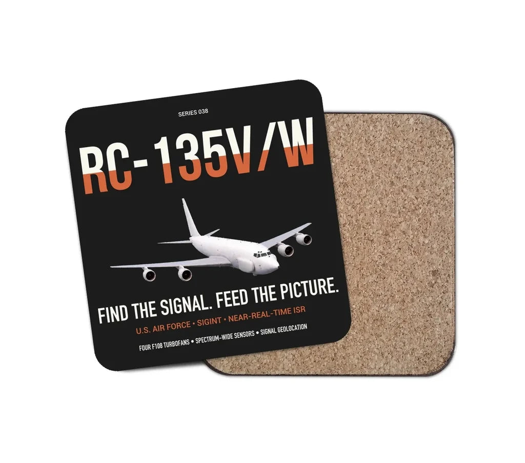 RC-135V W Rivet Joint design on black 1 piece coaster