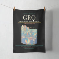 Thumbnail for Groningen Airport Eelde (GRQ) design on black towel