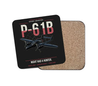 Thumbnail for P-61B Black Widow design on black 1 piece coaster