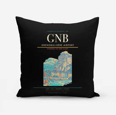 Grenoble-Isère Airport (GNB) design on black pillow