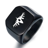 Thumbnail for Fighter Jet 16 Silhouette aviation ring in stainless steel.