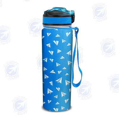 Paper Airplanes (Blue) Sports aviation design on sport kettle, insulated bottle with sport spout.