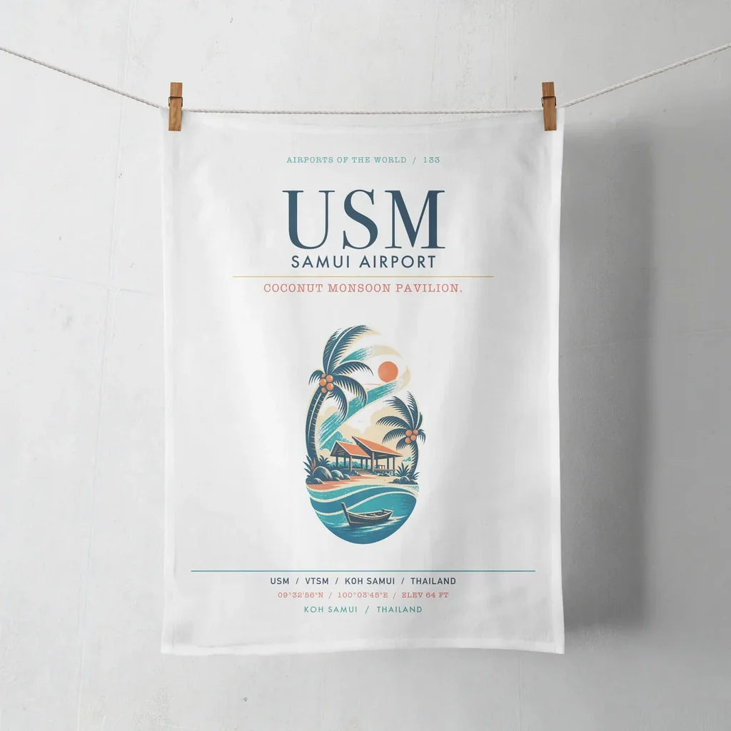 Samui Airport Koh Samui (USM) design on white towel