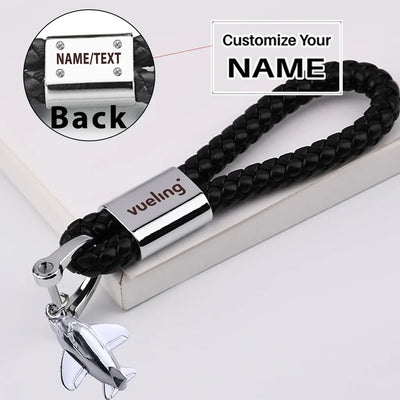 Vueling Airlines aviation design on premium leather car leather car key chain.