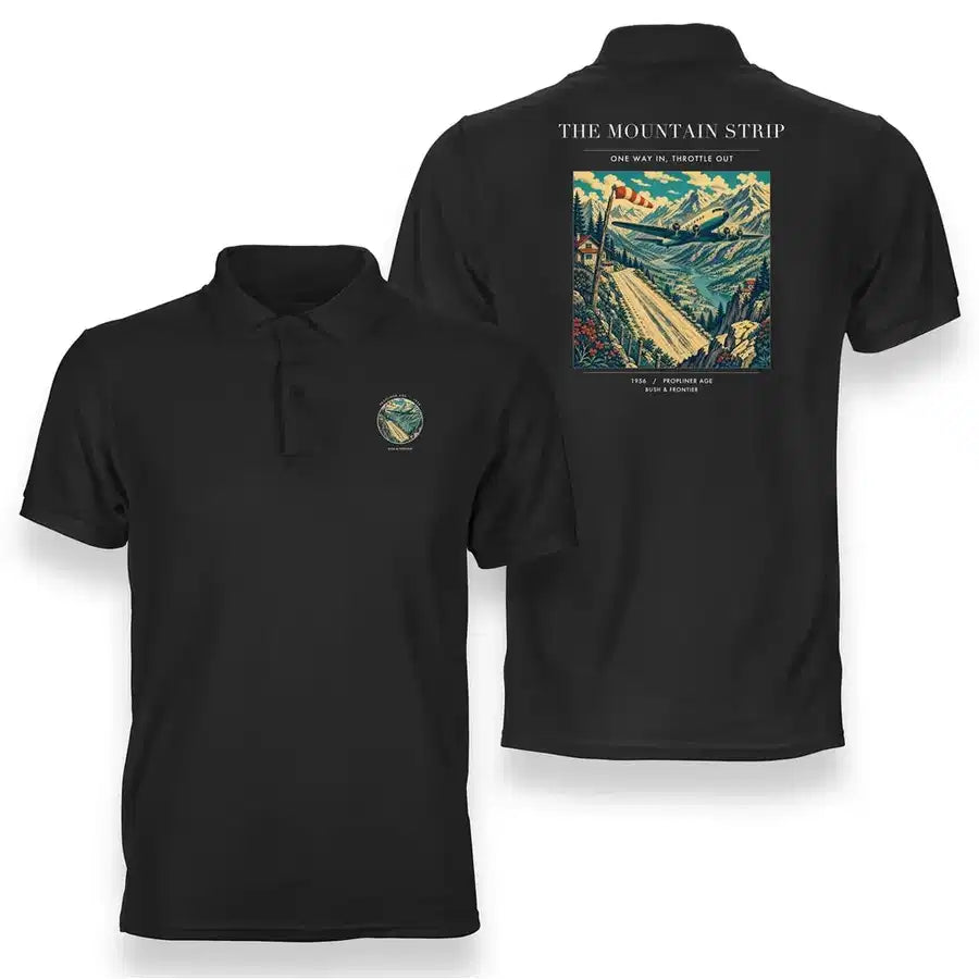 VINTAGE G4196 - The Mountain Strip - Double-Side Polo T-Shirt design on black