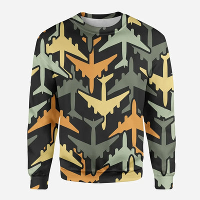 Volume 2 Super Colourful Airplanes aviation design printed on soft cotton blend 3D sweatshirt.