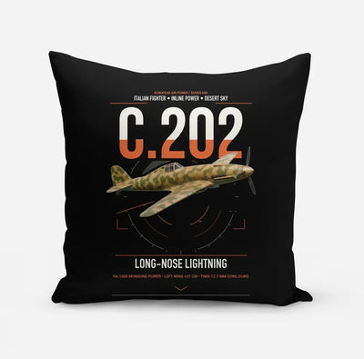 Macchi C.202 Folgore design on black pillow