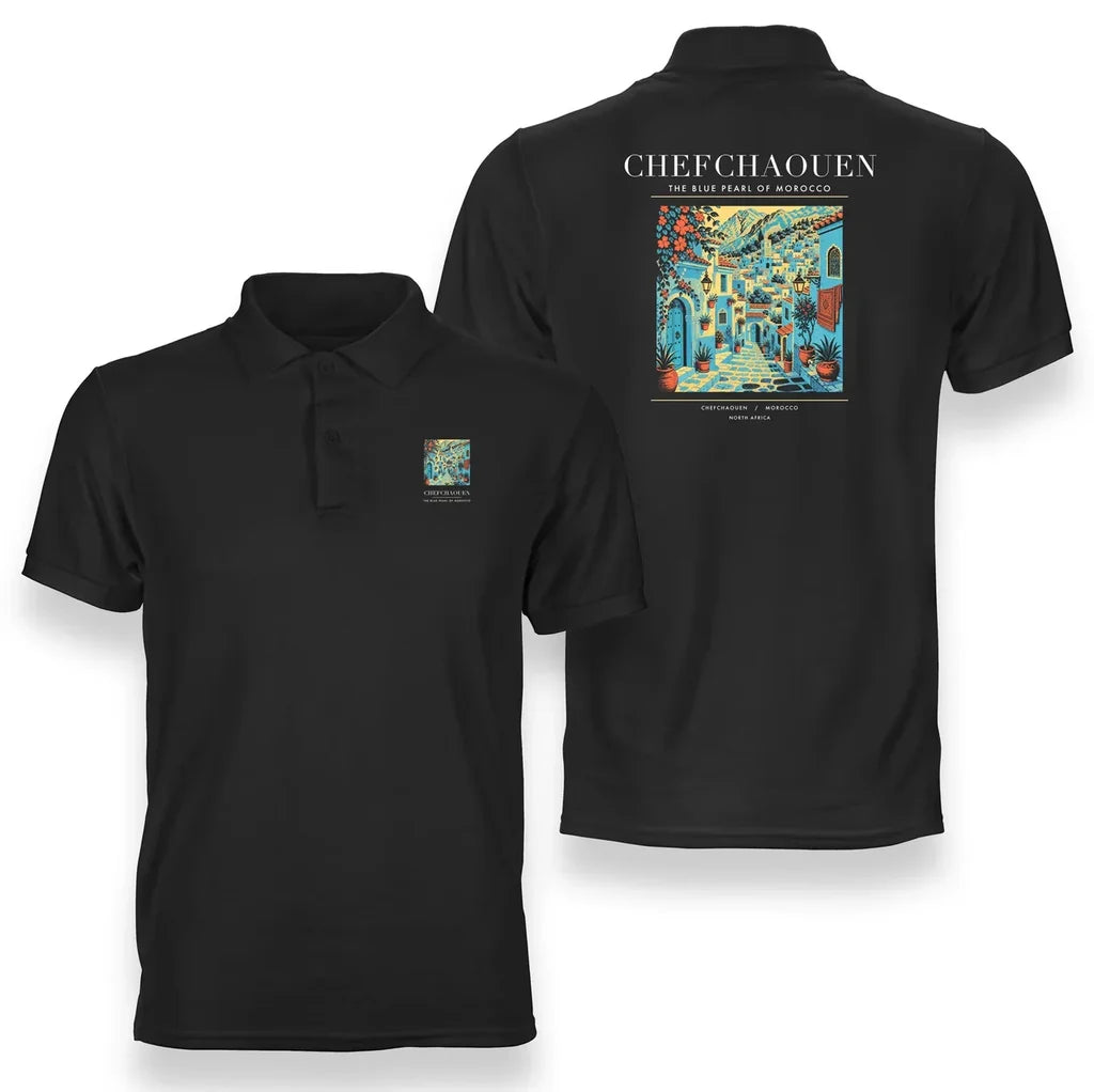 CHEFCHAOUEN - Poster - Double-Side Polo - Black