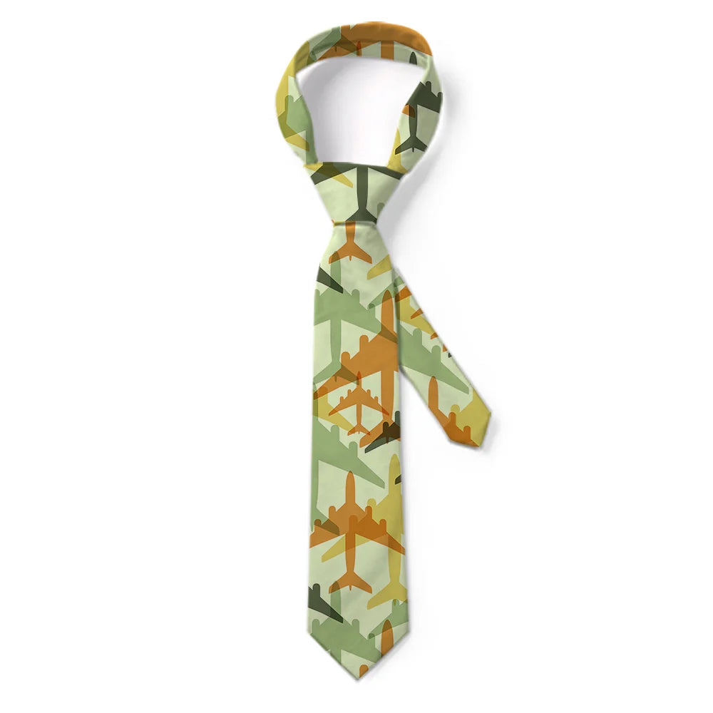 Seamless Colourful Airplanes aviation design on premium silk blend tie.