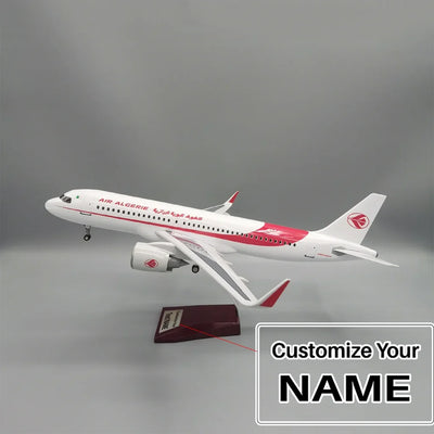 Side view of Air Algerie Airlines Airbus A320neo Airplane Model (47CM) aviation LED model airplane in diecast metal with LED.