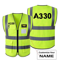 Thumbnail for Airbus A330 Flat Text aviation design printed on high-visibility reflective fabric reflective vest.