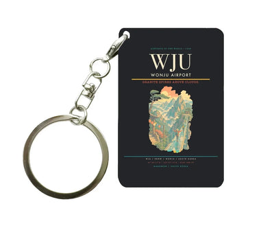 Wonju Airport (WJU) design on black key chain