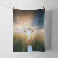Thumbnail for Airplane Flying Over Runway aviation design on soft absorbent cotton towel.