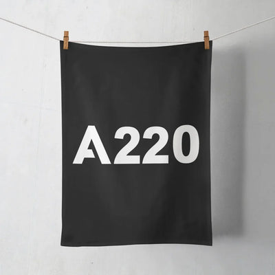Airbus A220 Flat Text aviation design on soft absorbent cotton towel.