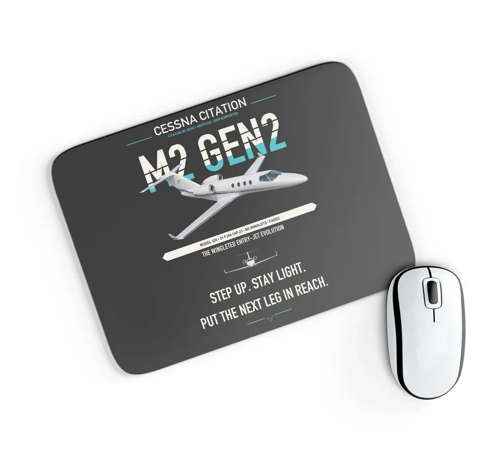 Cessna Citation M2 Gen2 design on black rectangle mouse pad