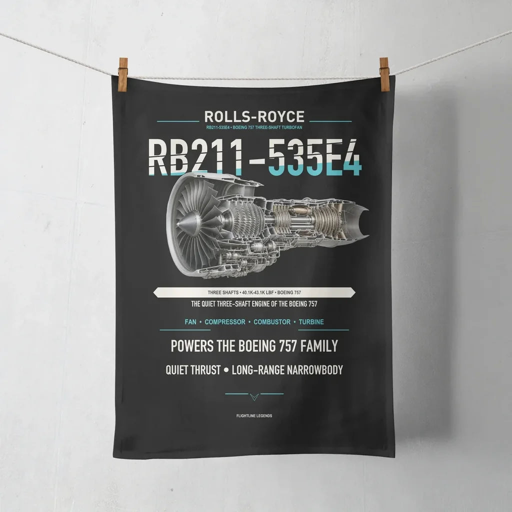 RB211-535E4 design on black towel
