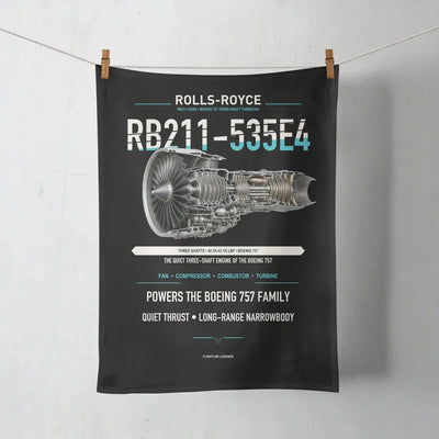 RB211-535E4 design on black towel