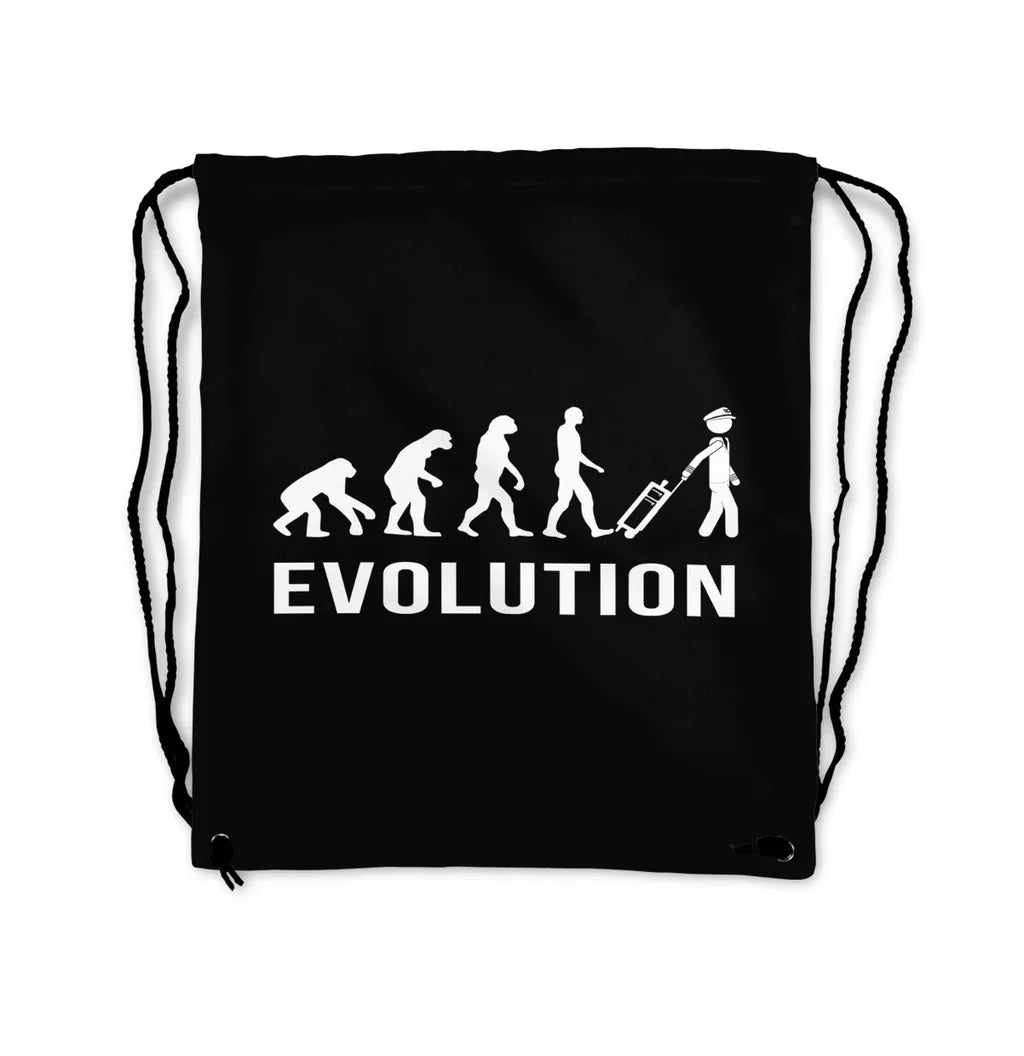 Pilot Evolution aviation design drawstring bag, lightweight polyester construction.