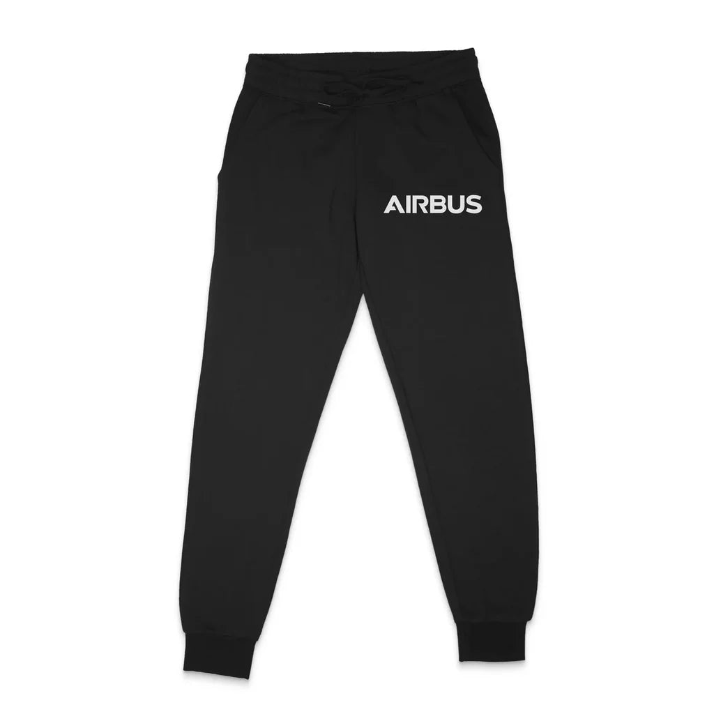 Airbus & Text aviation design on soft cotton blend sweatpants.