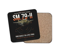 Thumbnail for Savoia-Marchetti SM.79-II Sparviero design on black 1 piece coaster