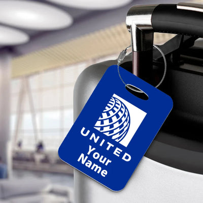 United Airlines aviation design acrylic luggage tag, durable acrylic construction.