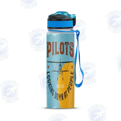 Pilots Looking Down at People Since 1903-2 Sports aviation design on sport kettle, insulated bottle with sport spout.