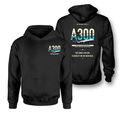 Airbus A300C4-600 design on black hoodie