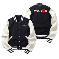 Thumbnail for Aviation Baseball Style aviation design printed on two-tone shell with ribbed cuffs baseball jacket.