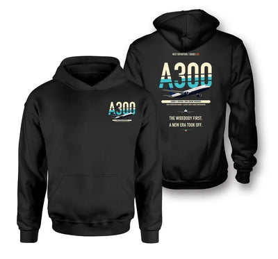Airbus A300B2 design on black hoodie
