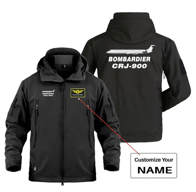 Bombardier CRJ-900 Military Jackets (Customizable) aviation design printed on heavy cotton shell with field-style pockets mil.