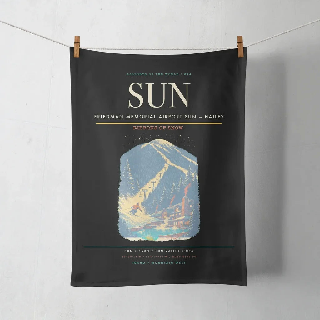 Friedman Memorial Airport (SUN) design on black towel