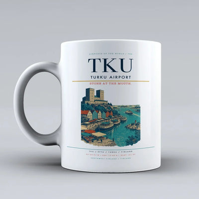 Turku Airport (TKU) airport code design on white ceramic mug