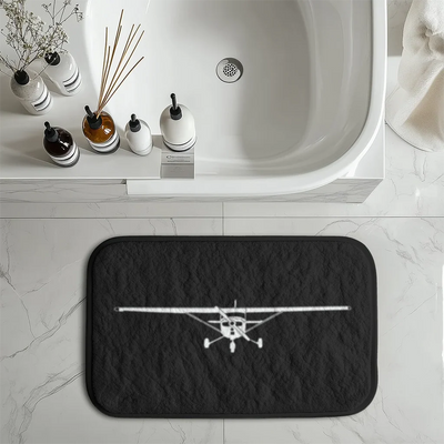 Cessna 172 Silhouette aviation design on soft absorbent fabric with non-slip backing bath mat.